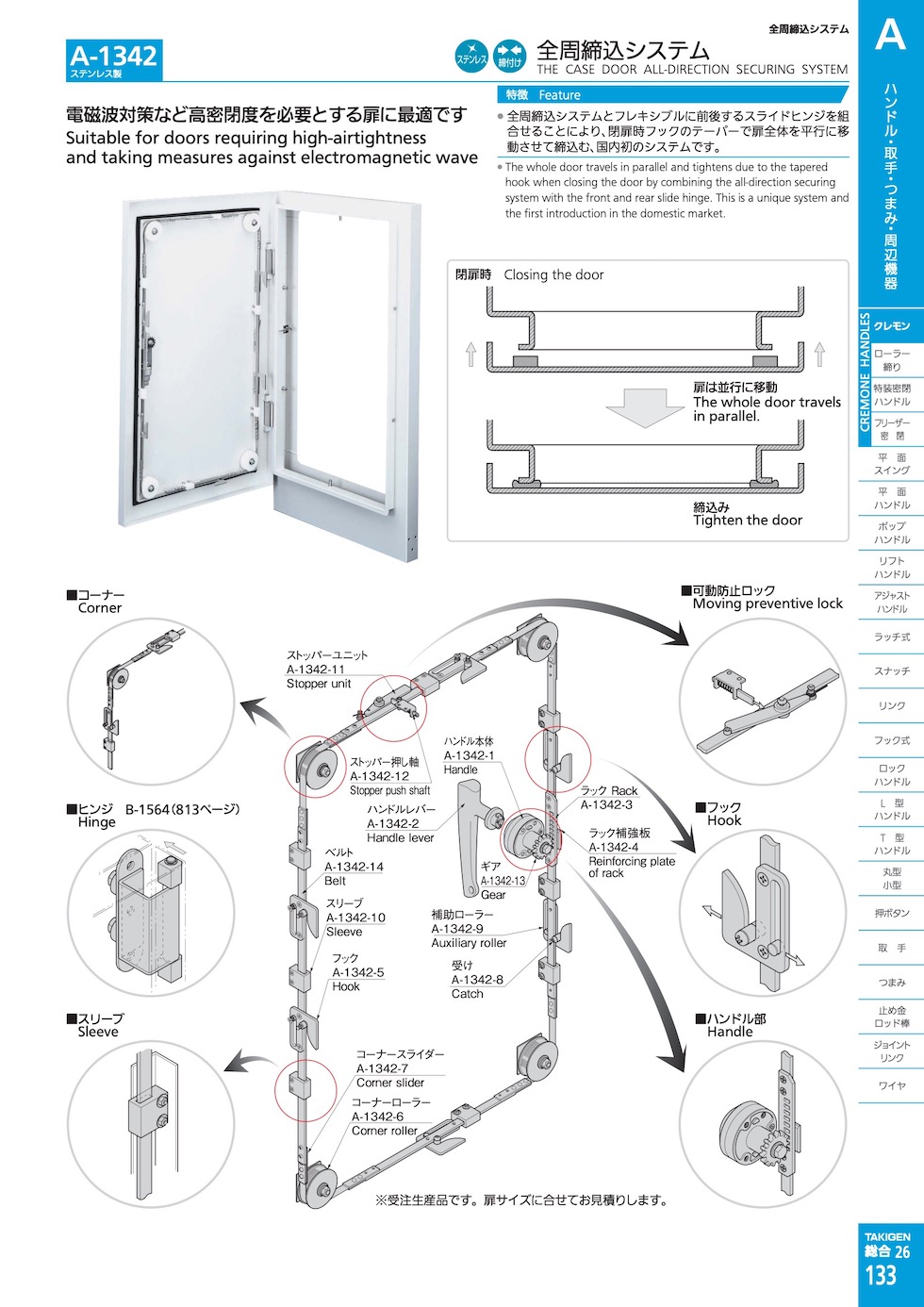 THE CASE DOOR ALL-DIRECTION SECURING SYSTEM