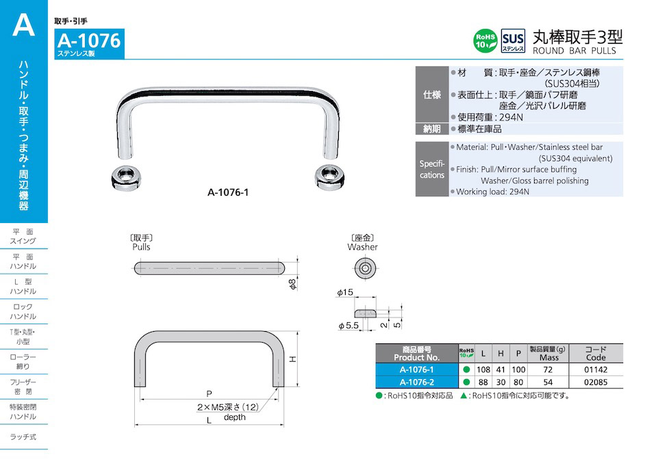 STAINLESS STEEL ROUND BAR PULLS