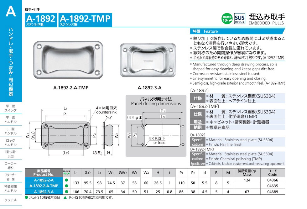 STAINLESS STEEL EMBEDDED PULLS