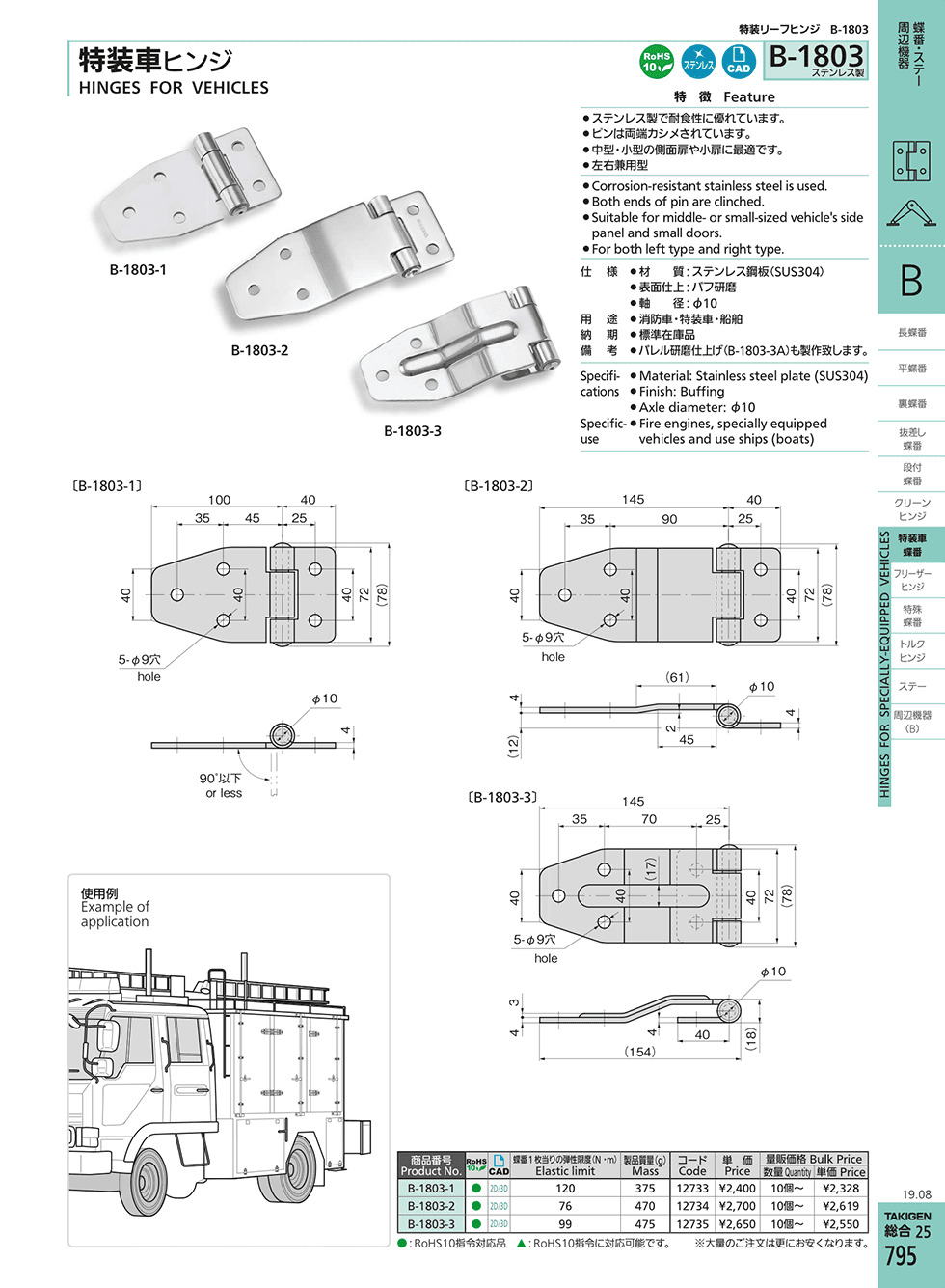 HINGES FOR VEHICLES