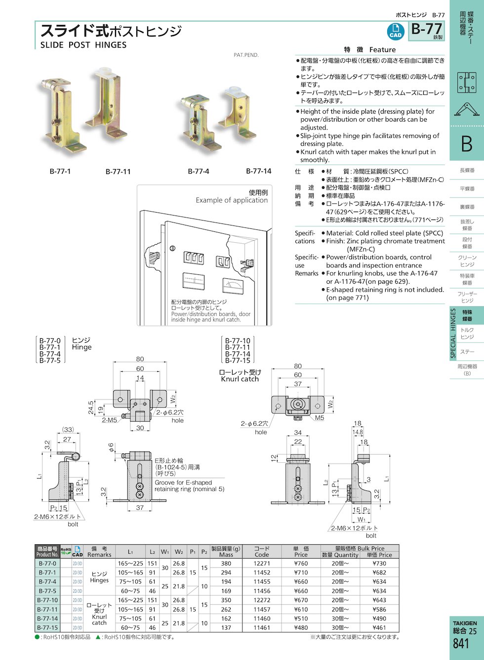 SLIDE POST HINGES