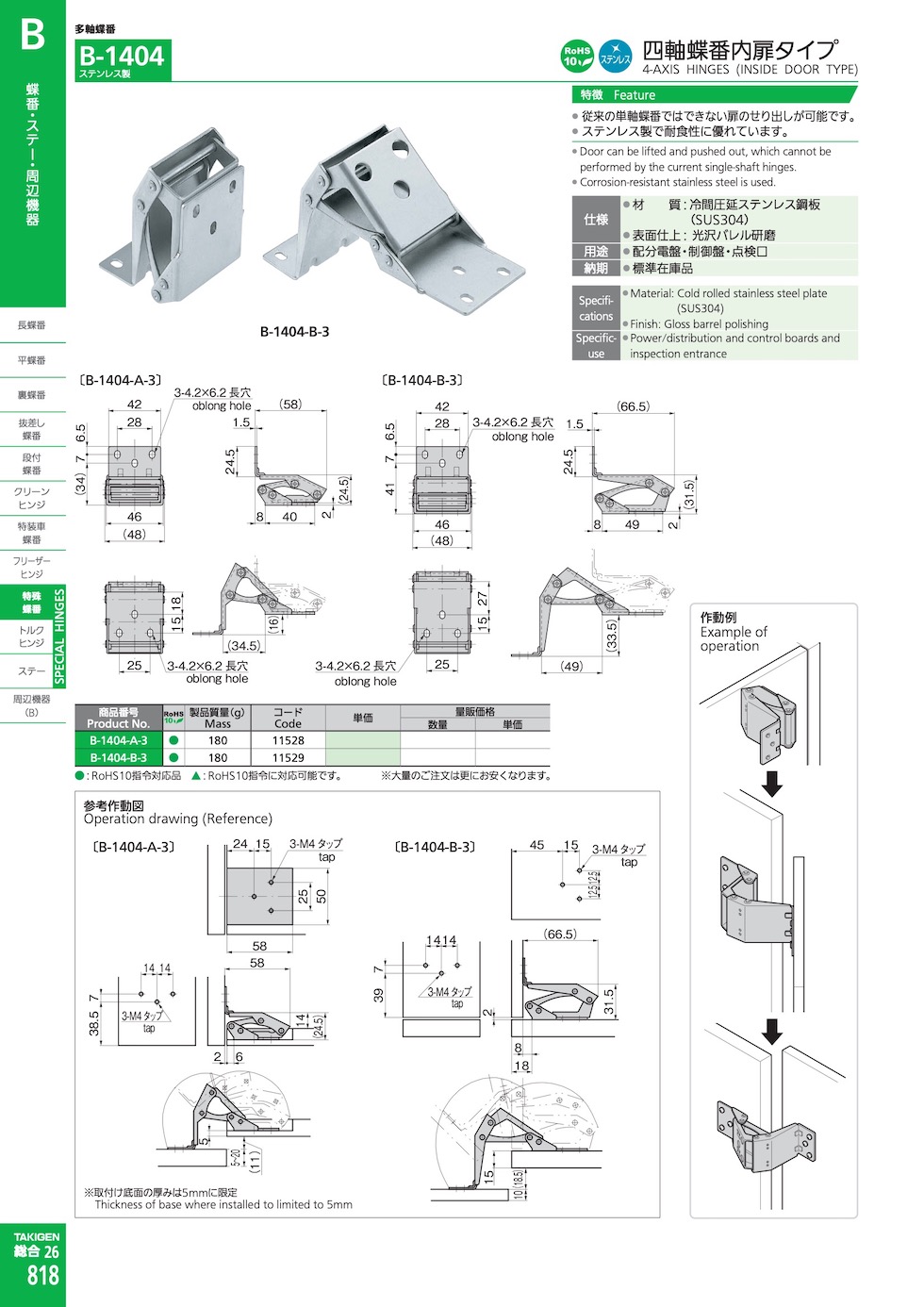 4-AXIS HINGES (INSIDE DOOR TYPE)