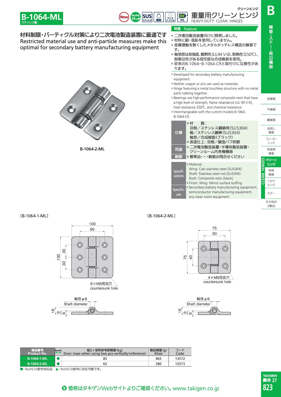 STAINLESS STEEL HEAVY-DUTY CLEAN HINGES