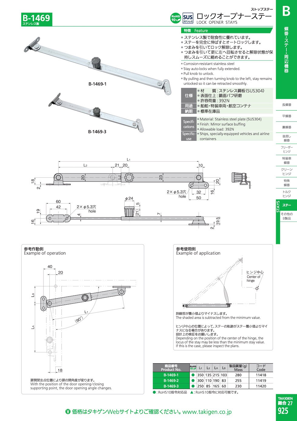 STAINLESS STEEL LOCK OPENER STAYS