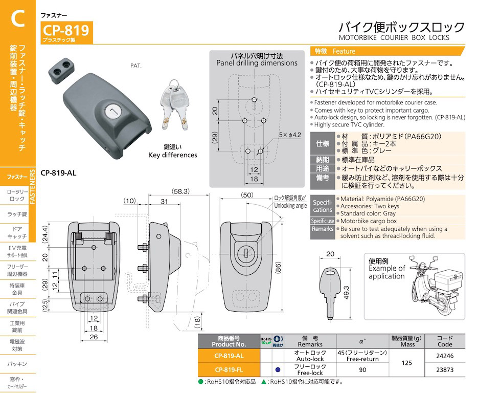MOTORBIKE COURIER BOX LOCKS