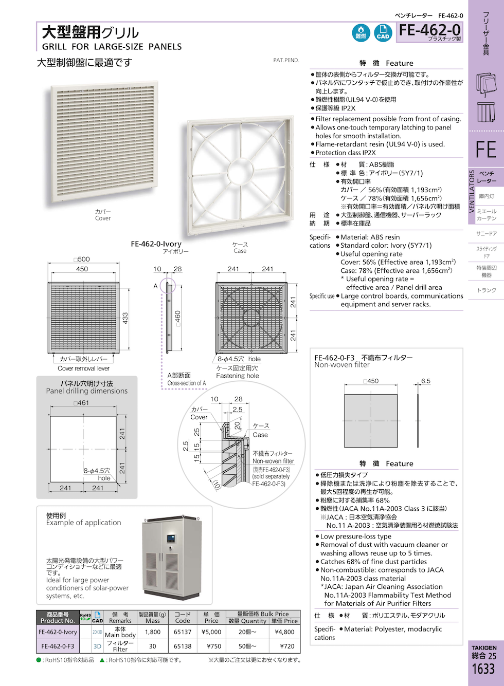GRILL FOR LARGE-SIZE PANELS